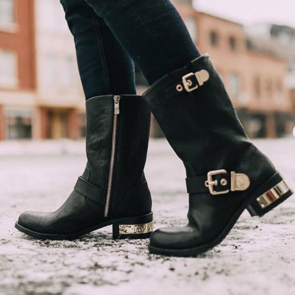 Vince Camuto Winchell Moto Boots Size 8M Black